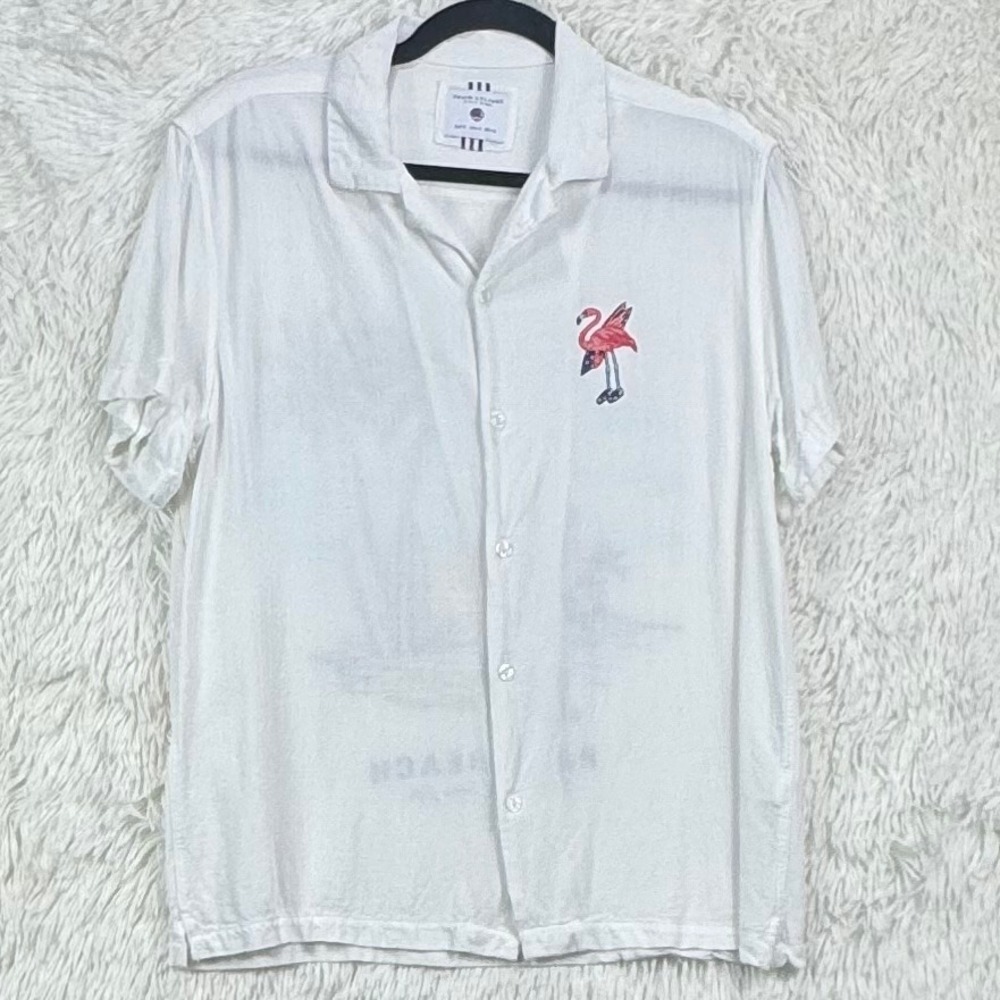 Denim & Flower Ricky Singh Palm Beach Flamingo Shirt Men's M